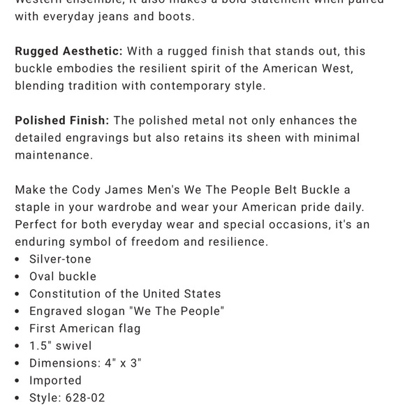 Cody’s James We The Free Patriotic Oval Belt Buckle - Picture 5 of 5